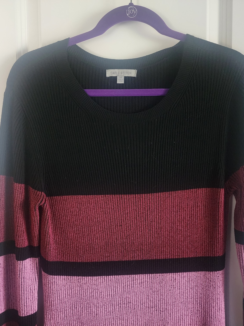 Black, Pink, and Grey Colorblock Ribbed Sweater Dress